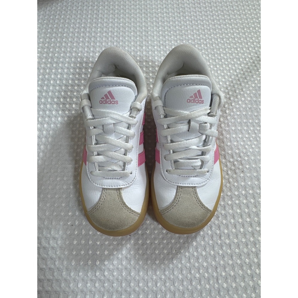 Adidas Sneakers Kids 12K VL Court 3.0 White Pink Casual ID6288 EUC